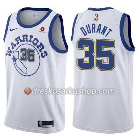 Muški NBA Dres Golden State Warriors Kevin Durant 35 Nike 2017-18 Hardwood Classics Bijela Swingman